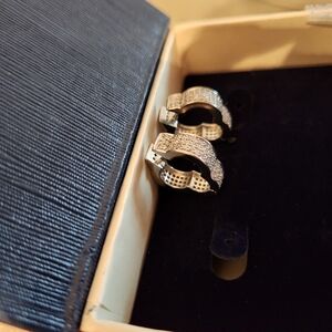 Bijoux Bobbi Quatrefoil Shaped Pave Cubic Zirconia Hoop Earrings